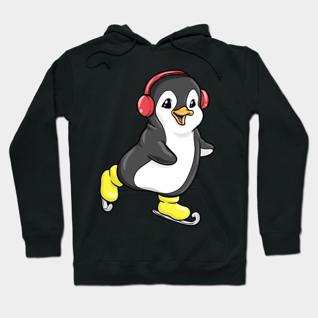 Penguin at ice skating with ice skates Hoodie by Markus Schnabel